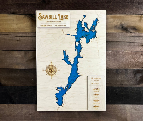 Sawbill - Wood Engraved Map