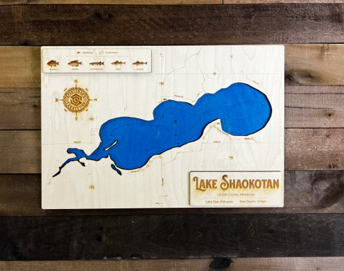 Shaokotan - Wood Engraved Map