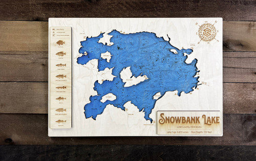Snowbank - Wood Engraved Map
