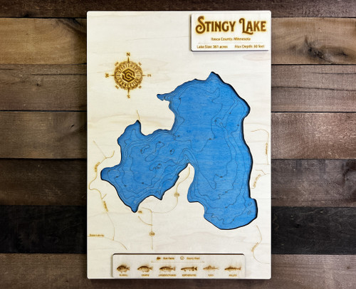 Stingy - Wood Engraved Map