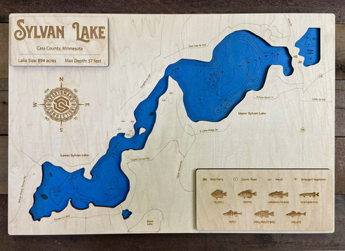 Sylvan (803 acres) - Wood Engraved Map