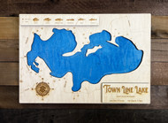 Town Line - Wood Engraved Map