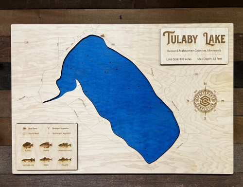 Tulaby - Wood Engraved Map