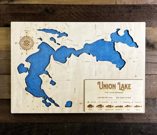 Union (734 acres) - Wood Engraved Map