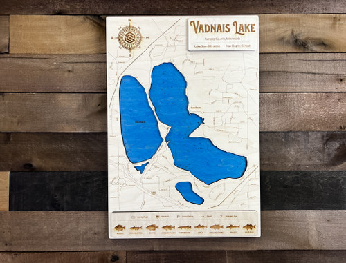 Vadnais - Wood Engraved Map