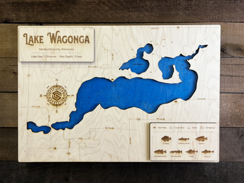 Wagonga - Wood Engraved Map