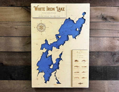 White Iron - Wood Engraved Map