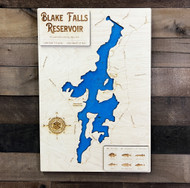 Blake Falls Reservoir - Wood Engraved Map