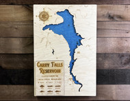 Carry Falls Reservoir - Wood Engraved Map