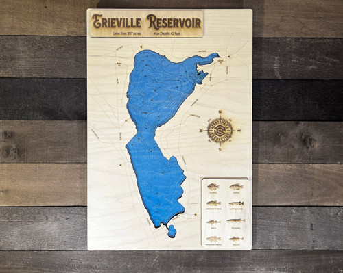 Erieville Reservoir aka Tuscararo - Wood Engraved Map