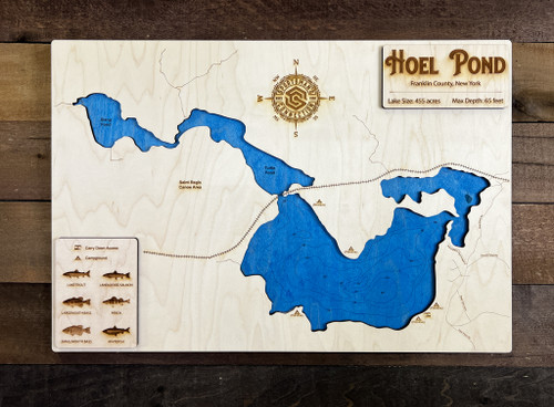 Hoel, Slang, Turtle Ponds - Wood Engraved Map