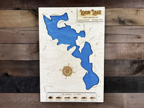 Loon (Franklin, 354 acres) - Wood Engraved Map