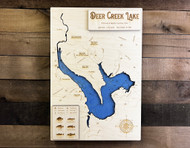 Deer Creek Lake - Wood Engraved Map