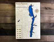 Hoover Reservoir - Wood Engraved Map