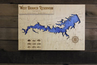 West Branch Reservoir aka M.J. Kirwan Reservoir - Wood Engraved Map