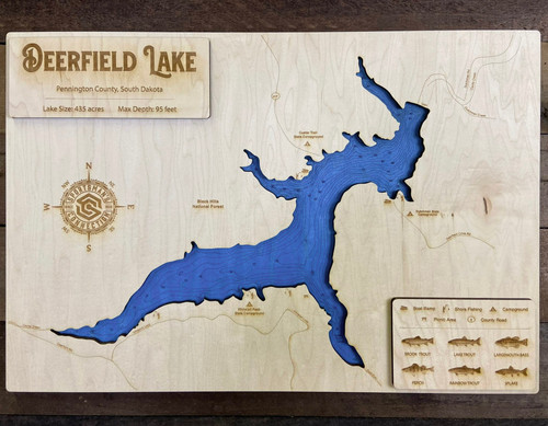 Deerfield - Wood Engraved Map