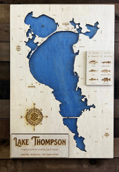Lake Thompson - Wood Engraved Map