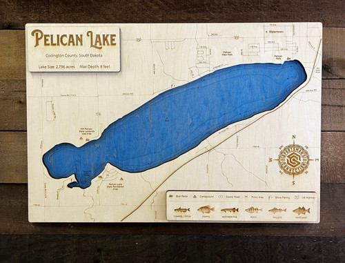 Pelican (2796 acres) - Wood Engraved Map