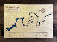 Nickajack Lake - Wood Engraved Map