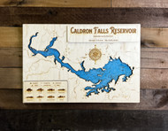 Caldron Falls Flowage - Wood Engraved Map
