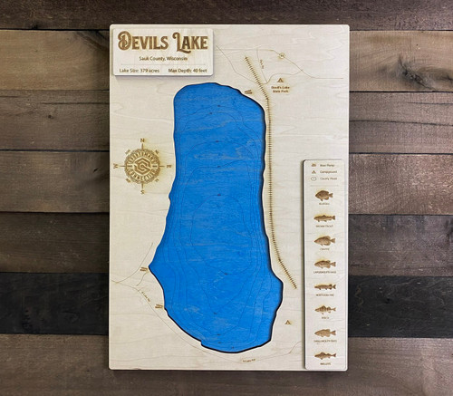 Devils (379 acres) - Wood Engraved Map