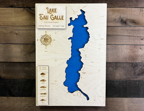 Eau Galle - Wood Engraved Map