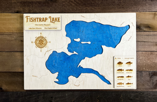 Fishtrap (356 acres) - Wood Engraved Map