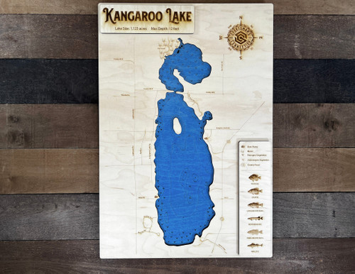 Kangaroo - Wood Engraved Map