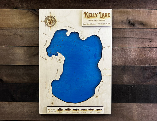Kelly (326 acres) - Wood Engraved Map