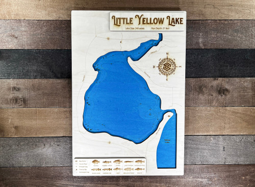 Little Yellow - Wood Engraved Map