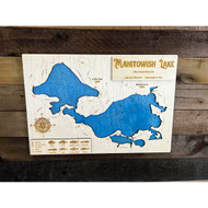 Manitowish & Little Star - Wood Engraved Map