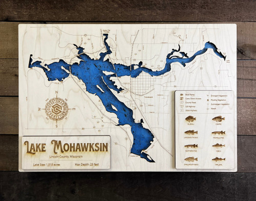 Mohawksin - Wood Engraved Map