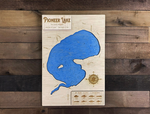 Pioneer - Wood Engraved Map