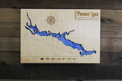 Prairie (1,545 acres) - Wood Engraved Map