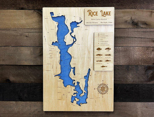 Rice (939 acres) - Wood Engraved Map