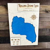 Rolling Stone - Wood Engraved Map