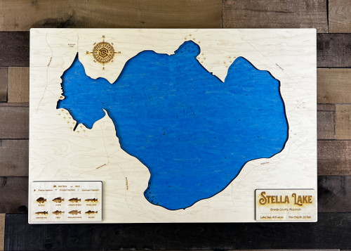Stella (405 acres) - Wood Engraved Map