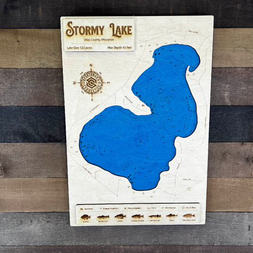 Stormy - Wood Engraved Map