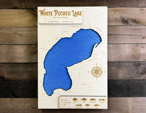 White Potato - Wood Engraved Map