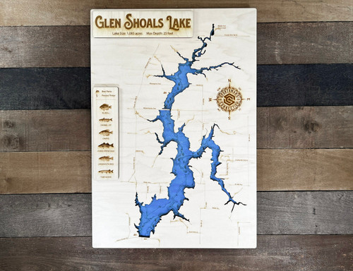 Glenn Shoals - Wood Engraved Map