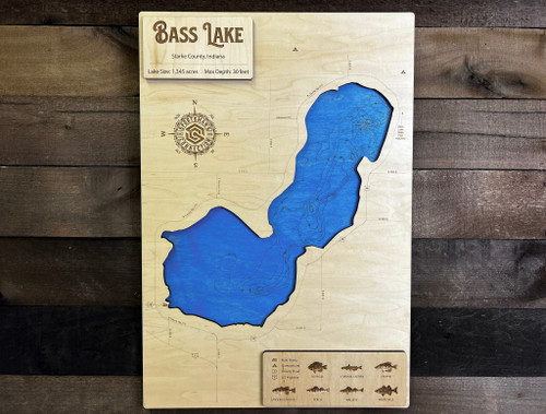 Bass (1440 acres) - Wood Engraved Map