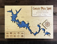 Cagles Mill Reservoir aka Cataract Lake - Wood Engraved Map