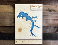 Hardy (Quick Creek Reservoir) - Wood Engraved Map