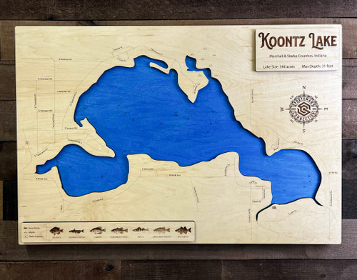 Koontz - Wood Engraved Map