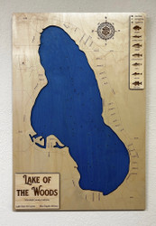 Lake of the Woods (416 acres) - Wood Engraved Map