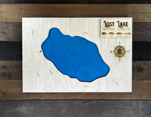 Lost (104 acres) - Wood Engraved Map