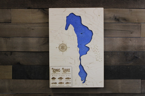 Long (294 acres) - Wood Engraved Map