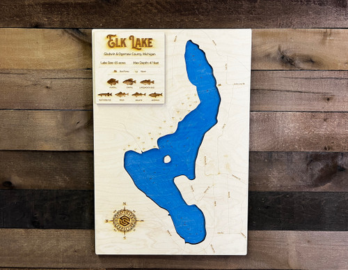 Elk (65 acres) - Wood Engraved Map