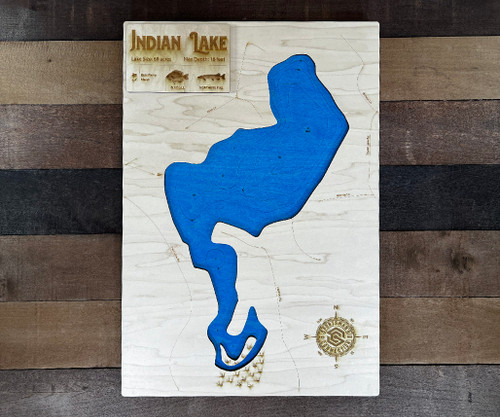 Indian (69 acres) - Wood Engraved Map