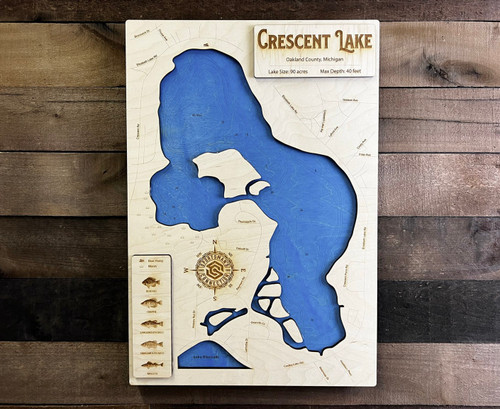 Crescent (90 acres) - Wood Engraved Map